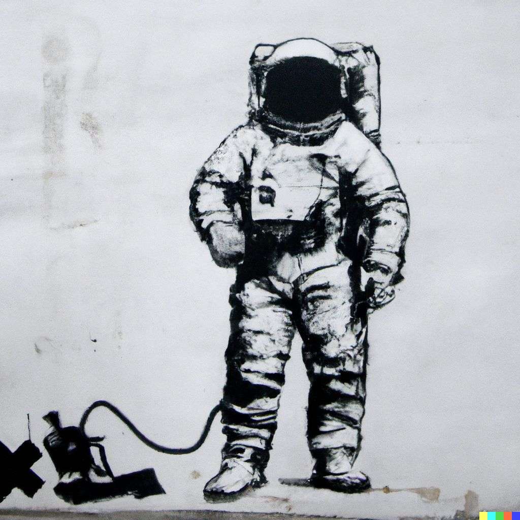 an astronaut, by Banksy